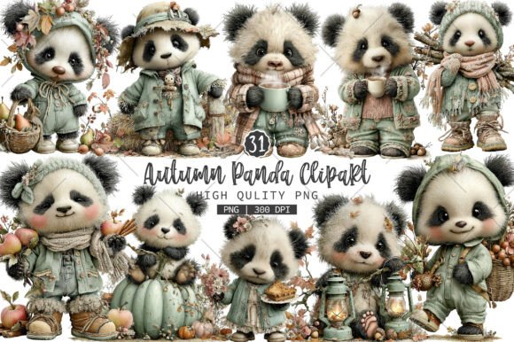 Download Whimsical Autumn Panda PNG Clipart - Panda png Collection