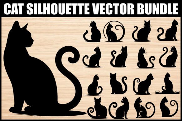 Download Elegant Cat Silhouette Vector Set - Silhouette Collection