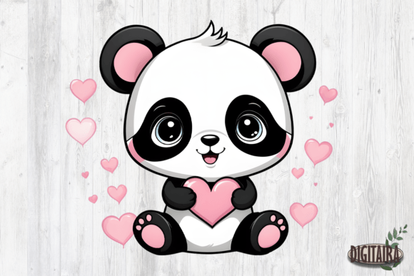 Download Cartoon Valentine Panda PNG - Cartoon Collection